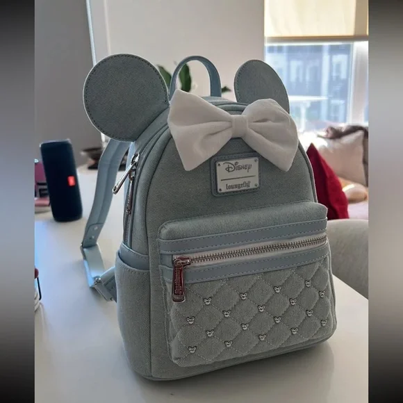 Disney Loungefly backpack light blue with white bow, brand new, never been used 108421-1.jpg main image 2